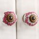 White Pink Floral Cabinet Knob